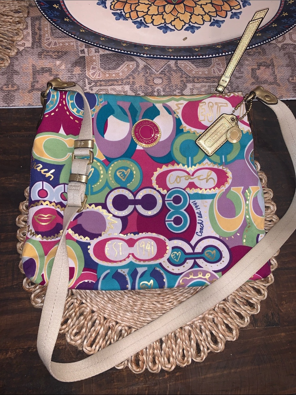 Coach Poppy Pop C Graffiti Multicolor Signature Print Crossbody Bag 2012